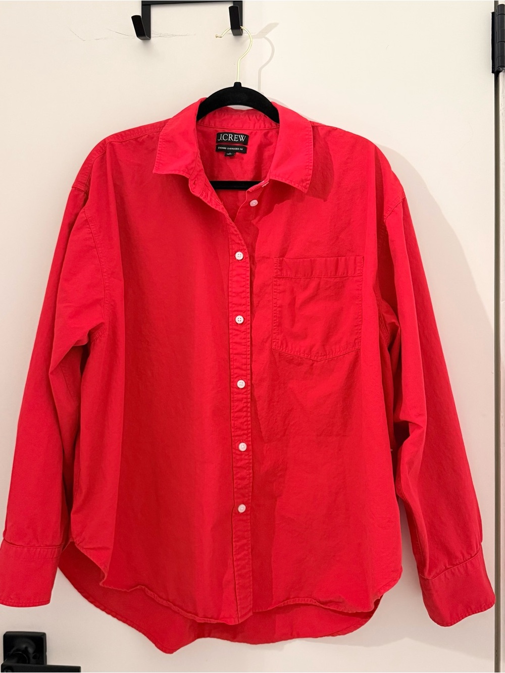 J.Crew Étienne Oversized Shirt Red 100% Cotton Button Down